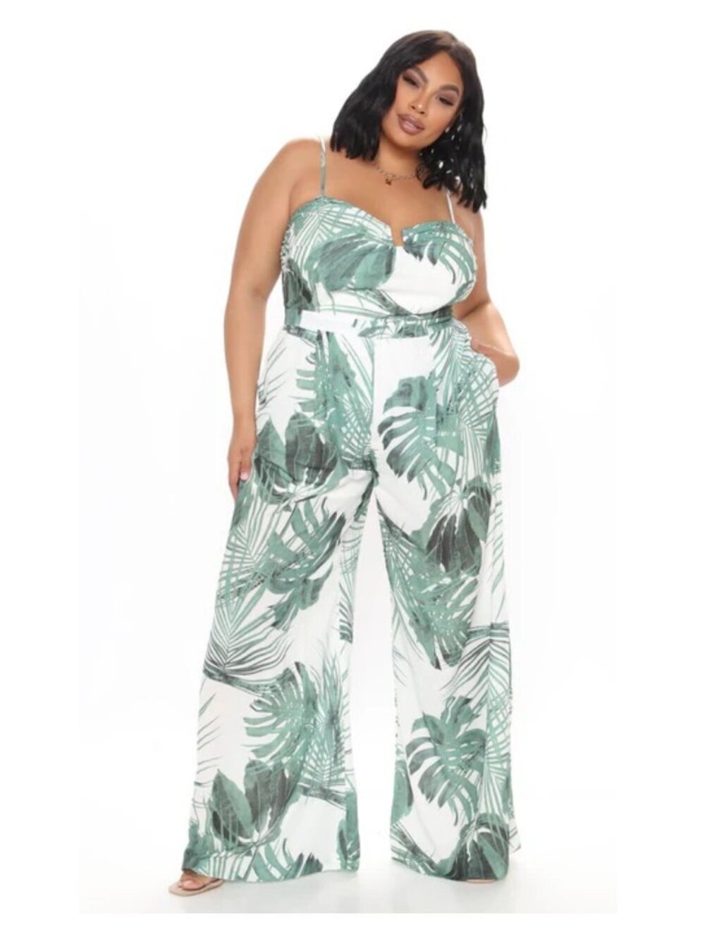 Fashion Nova Barbados Babe Tropical Jumpsuit Size 2X Wide Leg Sleeveless Resort